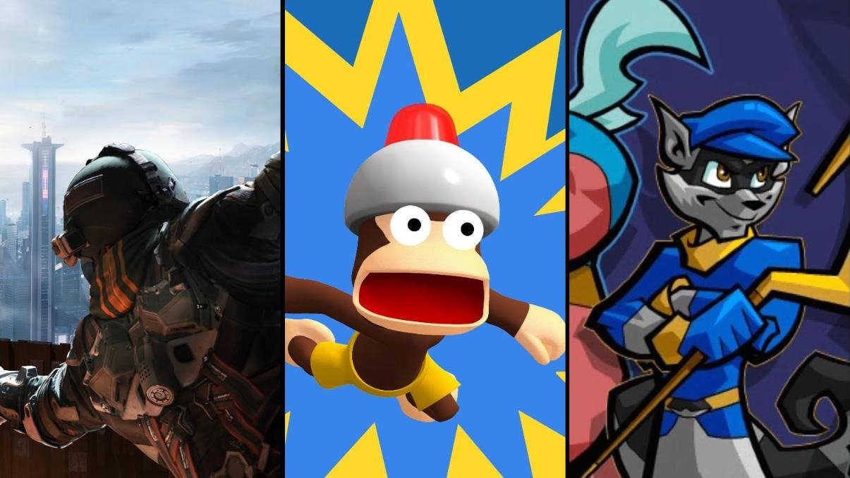Collage con un soldado de Killzone, el mono de Ape Escape y Sly Cooper