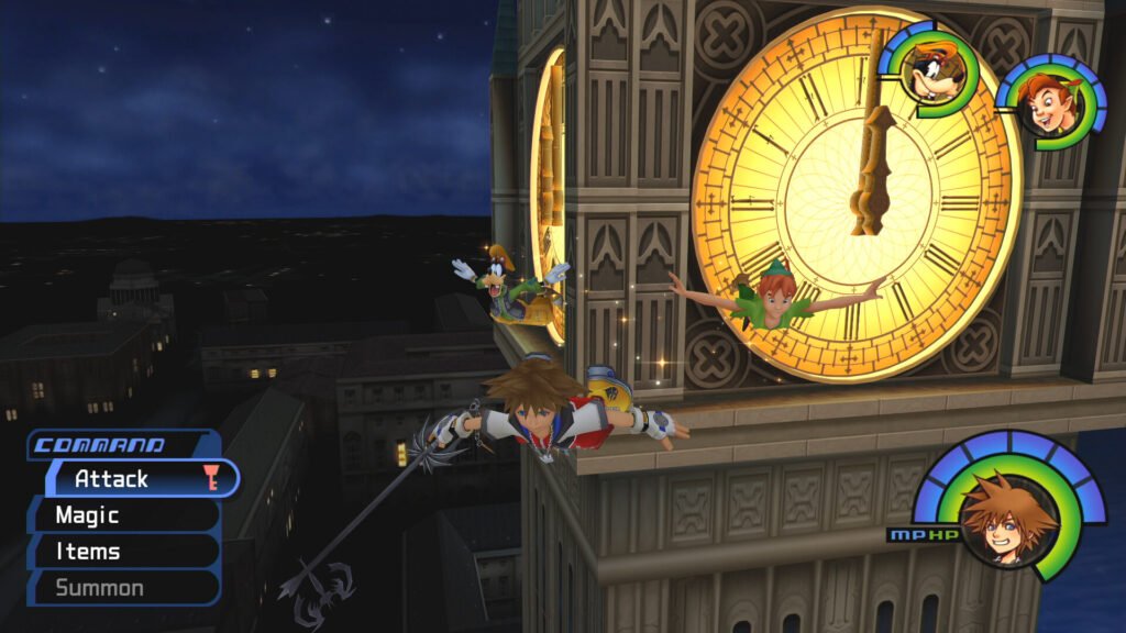 Sora en lo alto del Big Ben en Kingdom Hearts -HD 1.5+2.5 ReMIX-