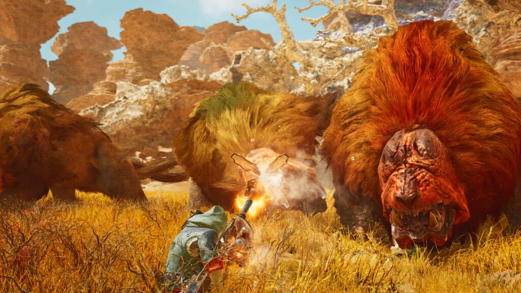 Un cazador se enfrenta a un monstruo en Monster Hunter Wilds