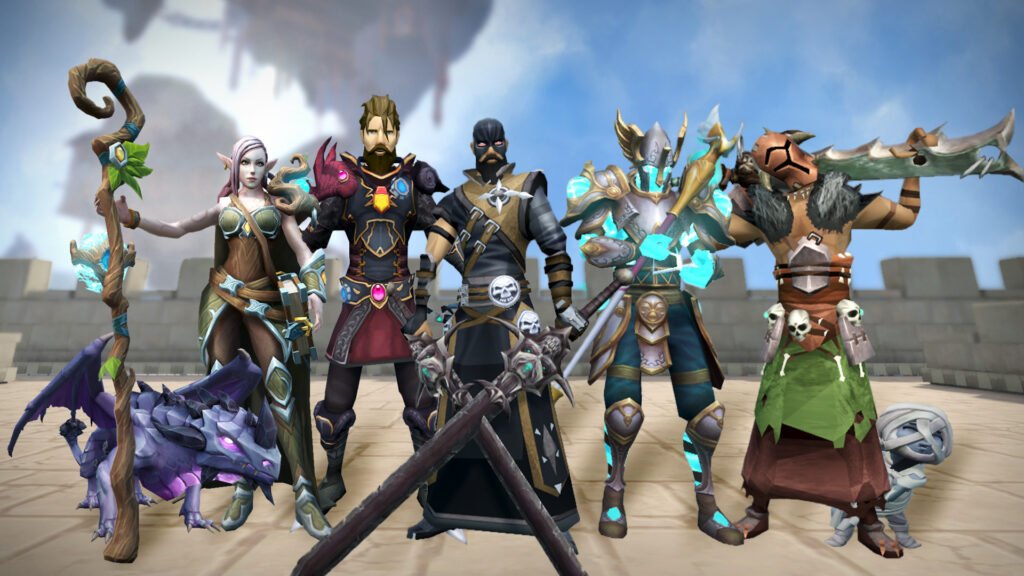 Personajes de RuneScape con distintas armaduras