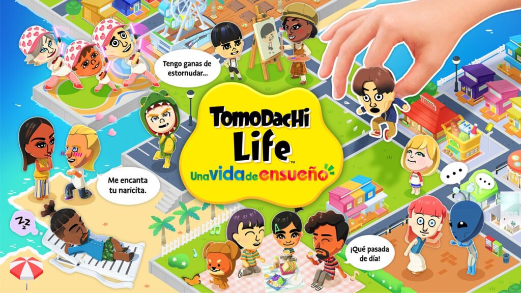Arte oficial de Tomodachi Life: Una vida de ensueño con personajes Mii en su isla
